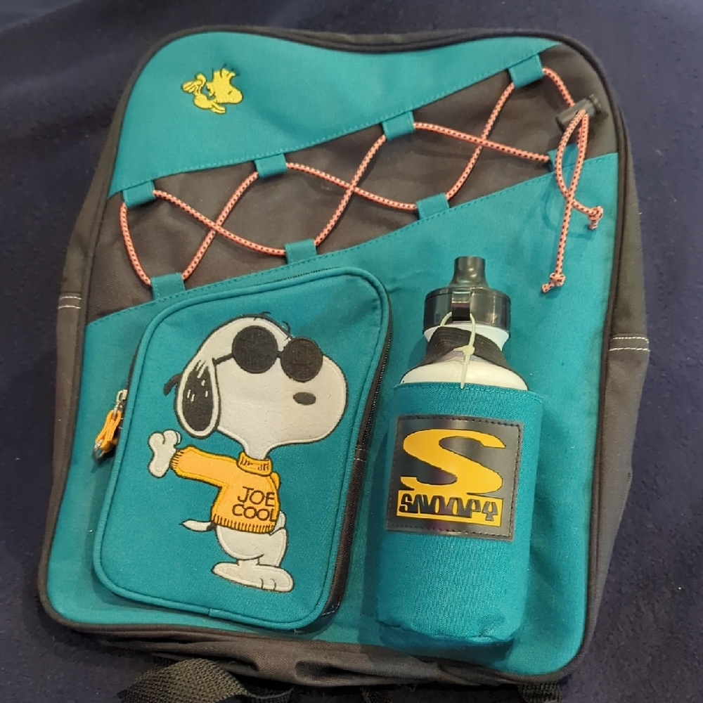 Peanuts Teal and Black Kids Very Rare Designed Backpack with Snoopy